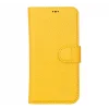 Apple iPhone 13 Pro Uyumlu Deri Cüzdanlı Kılıf Limon Sarı
