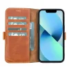 Apple iPhone 13 Uyumlu Deri Cüzdanlı Kılıf Antik Taba