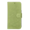 Apple iPhone 13 Uyumlu Deri Cüzdanlı Kılıf Antik yeşil