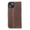 Apple iPhone 14 Plus Uyumlu Deri Cüzdanlı Kılıf MWWN G2 Kahve