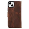 Apple iPhone 15 Plus Uyumlu Deri Cüzdanlı Kılıf MWWN G2 Kahve