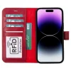 Apple iPhone 15 Plus Uyumlu Deri Cüzdanlı Kılıf MWWN V4EF Kırmızı