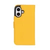 Apple iPhone 16 Plus uyumlu, Hakiki Deri, El Yapımı, Cüzdanlı Kılıf, Limon Sarı