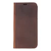 Apple iPhone 16 Pro uyumlu, Hakiki Deri, El Yapımı, Cüzdanlı Kılıf, Antik Kahve