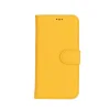 Apple iPhone 16 uyumlu, Hakiki Deri, El Yapımı, Cüzdanlı Kılıf, Limon Sarı