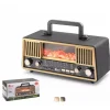 HADRON FP331S Bluetooth Nostaljik Hoparlör FM RGB Alev Efektli Solar Panelli - Siyah