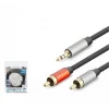 HADRON HDX1074 3.5MM TO 2RCA KABLO 2LINE GOLD 3M SİYAH