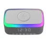 Mikado MD-W8 1200mAh 10W Gri BT,USB,Kablosuz Şarjlı RGB-Gece Lambası Özellikli Alarmlı Saat Speaker