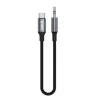S-link Armor MC-01 1.2m Type-C to M AUX Örgülü Metal Başlıklı Siyah Ses Kablosu