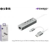 S-link Swapp SW-U222 Type-c Usb 2.0 10-100mbps 3 Port Usb Ethernet Adaptör