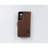 Samsung Galaxy S21 FE Uyumlu Deri Cüzdanlı Kılıf G2 Kahverengi