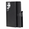 Samsung Galaxy S24 Ultra Uyumlu, Deri Cüzdanlı Kılıf, Parlak Siyah