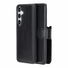 Samsung Galaxy S24 Uyumlu, Deri Cüzdanlı Kılıf, Parlak Siyah