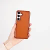 Samsung Galaxy S25 Plus Uyumlu, Hakiki Deri, El Yapımı Arka Kapak, Gölgeli Taba