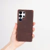 Samsung Galaxy S25 Ultra Uyumlu, Hakiki Deri, El Yapımı Arka Kapak, Antik Kahve
