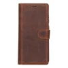 Samsung Galaxy S25 Ultra uyumlu, Hakiki Deri, El Yapımı, Cüzdanlı Kılıf, Antik Kahve