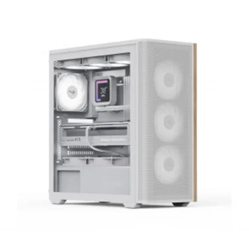 Aerocool AE D501A WH 4x12cm  Fanlı Ahşap Ön Panel Tempered Cam Yan ve Mesh Ön Panel, USB Type-C,ATX