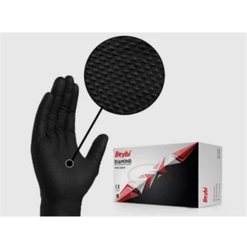 Beybi Diamond Xl Pudrasız Kalın Siyah Nitril Eldiven XL (Kutuda 100 Adet)