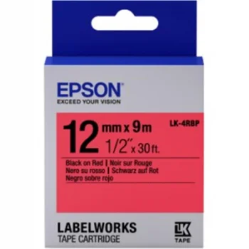 Epson LK-4RBP Pastel Kırmızı Üzeri Siyah 12MM 9Metre