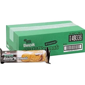 Eti Burçak Sütlü Kremalı Bisküvi 100 Gram x 12 Adet