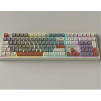 Everest KM-77 Runa Gri-Krem-Kahve Usb Rainbow Aydınlatmalı Sessiz Q Klavye + Mouse Set