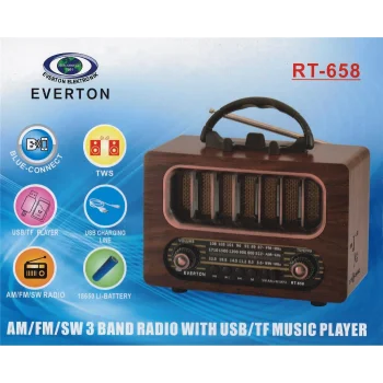 Everton Rt-658  Bluetooth Fm-Usb-Tf-Aux Şarjlı Nostaljik Radyo
