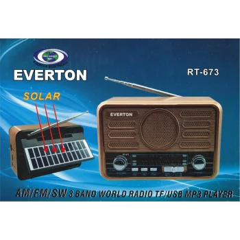 Everton Rt-673 Bluetooth Fm-Usb-Tf- Şarjlı Solar Nostaljik Radyo