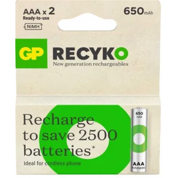 GP AAA 650 mAh Şarjlı İnce Kalem Pil 2li Paket GP65AAAHCHP-BU2
