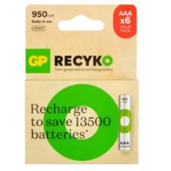 GP AAA 950 mAh Şarjlı İnce Kalem Pil 4+2li Paket GP100AAAHCE4-2BB