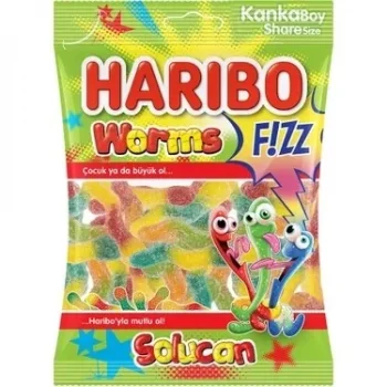 Haribo Jelion Fizz Worms 70 Gram x 24 Adet