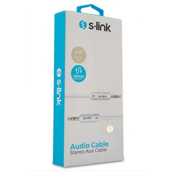 S-link SL-SP70 1m Beyaz 3.5mm Stereo Ses Kablosu