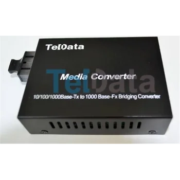 Teldata Media Converter Single Mode 10-100-1000 20 Km Dual Sc 2 Li Paket Set