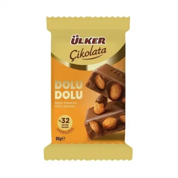 Ülker Dolu Dolu Bademli Çikolata 80 Gram x 9 Adet