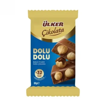 Ülker Dolu Dolu Fındıklı Çikolata 80 Gram x 9 Adet