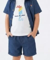 2/6 Yaş Denim Gömlek Şortlu 3lü Çocuk Takımı