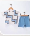 6/18 Ay Geometrik Baskılı Oversize Bebek Takımı