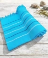 Hızlı Kuruyan, Yer Kaplamayan %100 Pamuklu Turkuaz Waves Plaj Peştemali