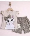 9/24 Ay Leopar Kedi Baskılı Bebek Takımı