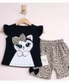 9/24 Ay Leopar Kedi Baskılı Bebek Takımı