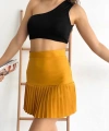 BİÇOMİ Altı pliseli mini etek hardal s24705