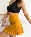 BİÇOMİ Altı pliseli mini etek hardal s24705