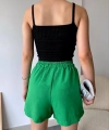 BİÇOMİ Armalı keten şort yeşil s251003