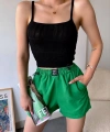 BİÇOMİ Armalı keten şort yeşil s251003