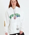 Biçomi Baskılı Kapüşonlu Sweatshirt - Beyaz