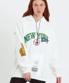 Biçomi Baskılı Kapüşonlu Sweatshirt - Beyaz