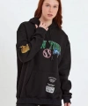 Biçomi Baskılı Kapüşonlu Sweatshirt - Siyah