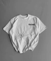 Biçomi Baskılı Oversize Bisiklet Yaka T-shirt - Beyaz