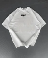 Biçomi Baskılı Oversize Bisiklet Yaka T-shirt - Beyaz