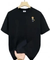 Biçomi Baskılı Oversize Bisiklet Yaka T-shirt - Siyah