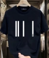Biçomi Baskılı Oversize Bisiklet Yaka T-shirt - Siyah
